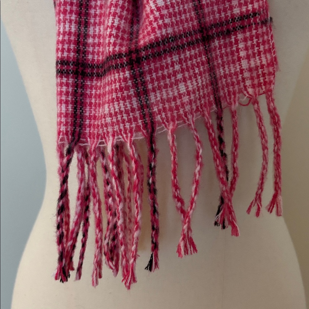 Karbon Pink White Black Plaid Scarf - Picture 2 of 6